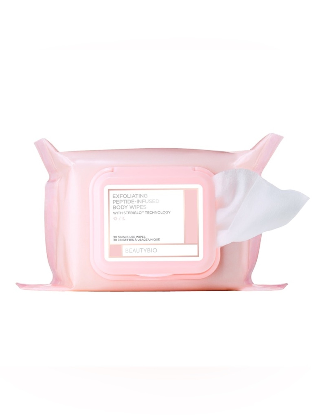 BeautyBio Exfoliating Peptide-Infused Body Wipes- body only cleansing clothes